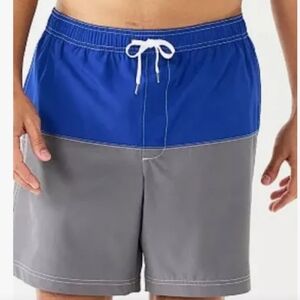Sonoma Goods For Life® 7" Full Elastic-Waistband Swim Trunks in Blue/Gray XXL